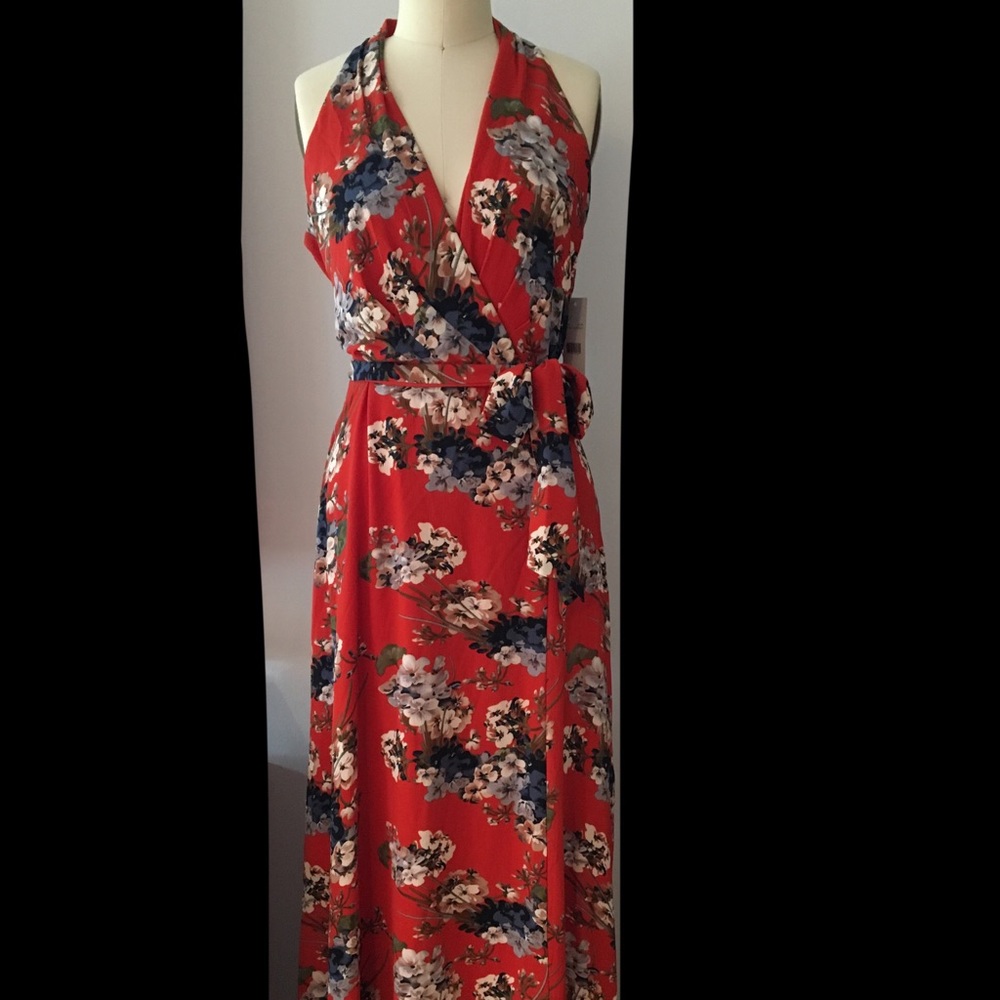 Chetta B floral halter maxi dress